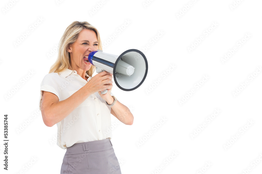 Businesswoman with a megaphone Businesswoman with a megaphone