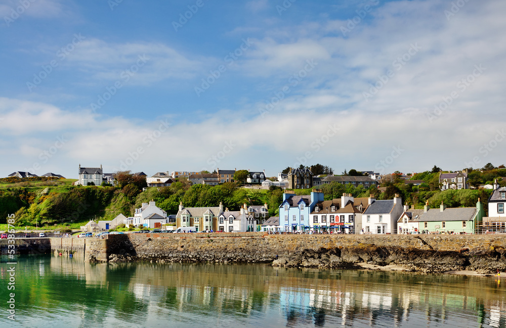Painted houses lining Portpatrick harbour