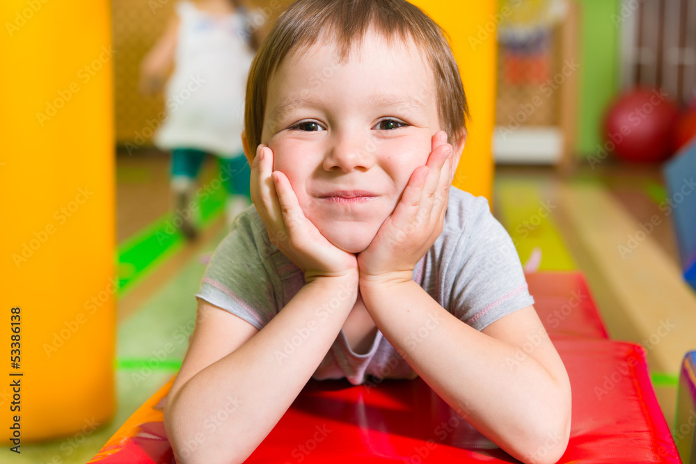 Cute little girl portrait in daycare Cute little girl portrait in daycare
