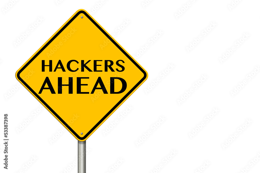 Hackers Ahead traffic sign Hackers Ahead traffic sign