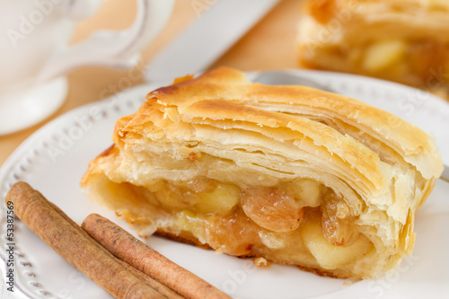 Canvastavla strudel with cinnamon on the plate