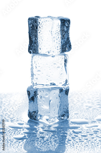 Three ice cubes in stack