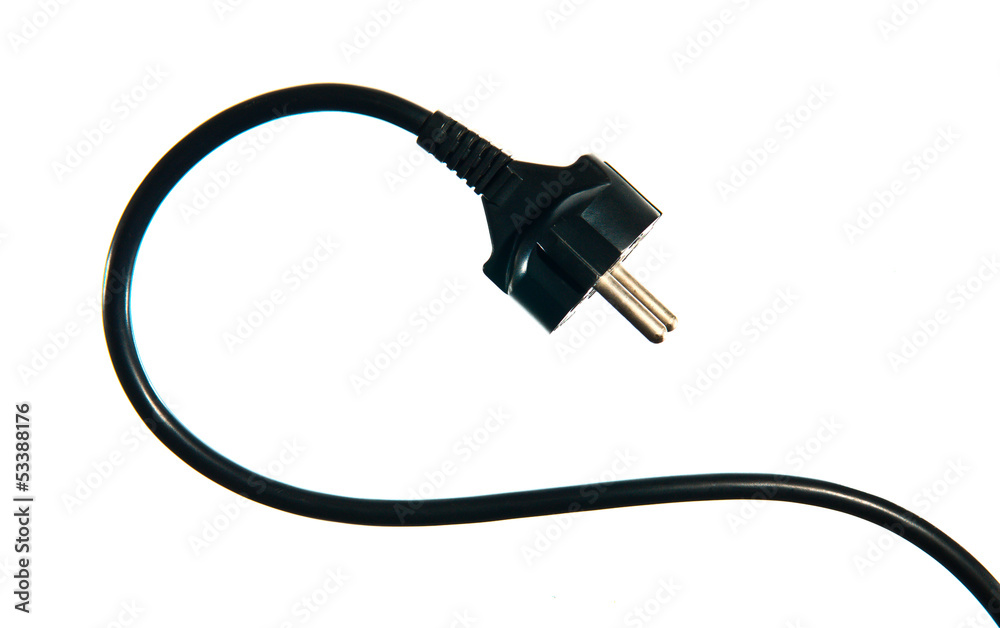 Black electric cable on white background Black electric cable on white background