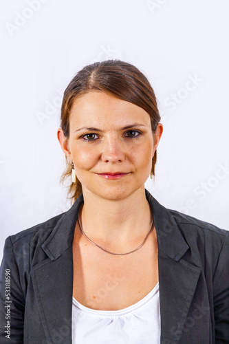 Close-up young beautiful woman in studio