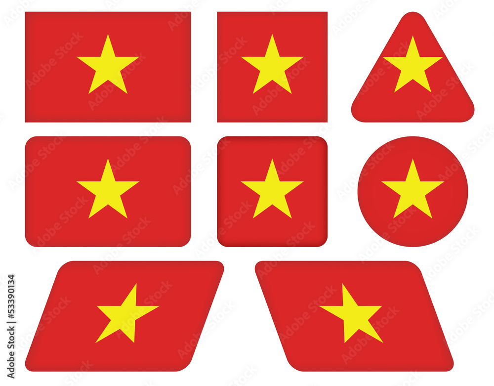 set of buttons with flag of Vietnam set of buttons with flag of Vietnam