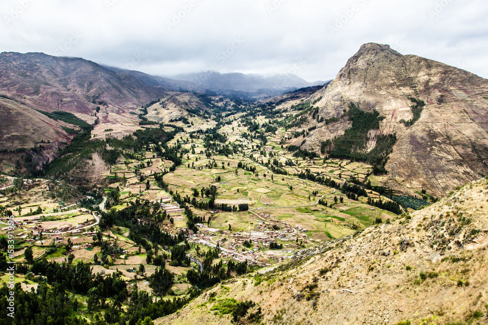 Peru, Pisac-Inca ruins in the sacred valley,Peruvian Andes