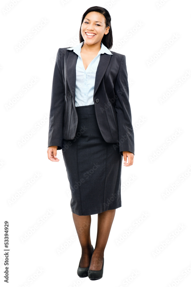 Happy mixed race business woman isolated on white background Happy mixed race business woman isolated on white background