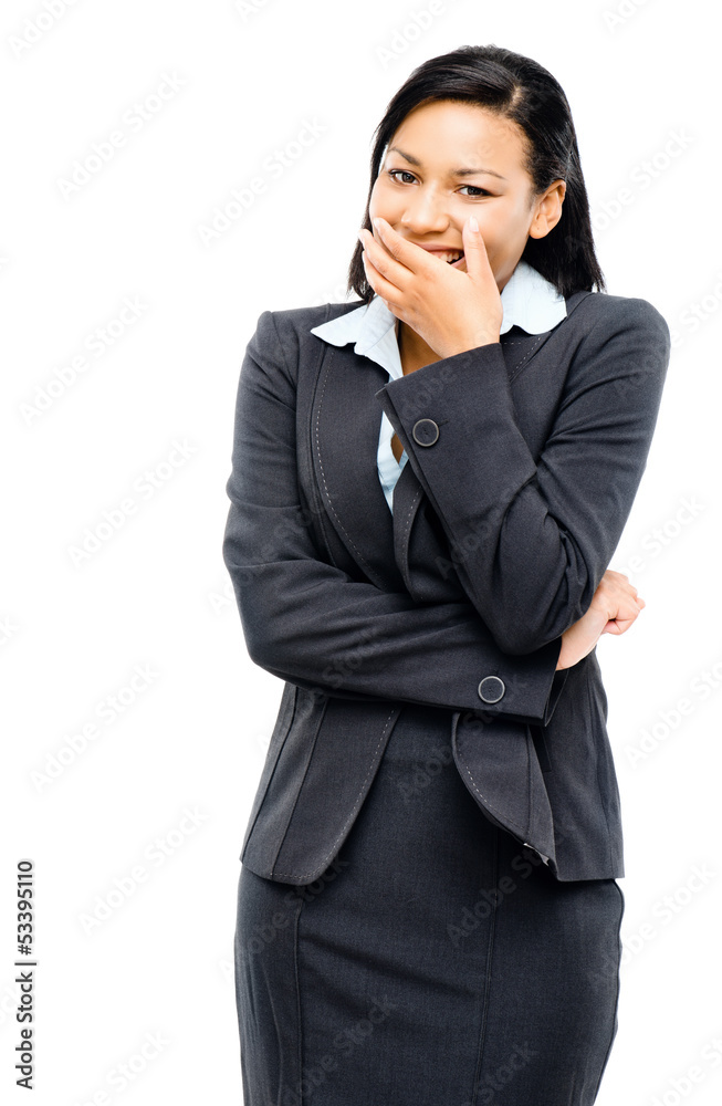 shy hispanic businesswoman