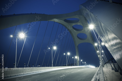 Steel structure bridge night scene