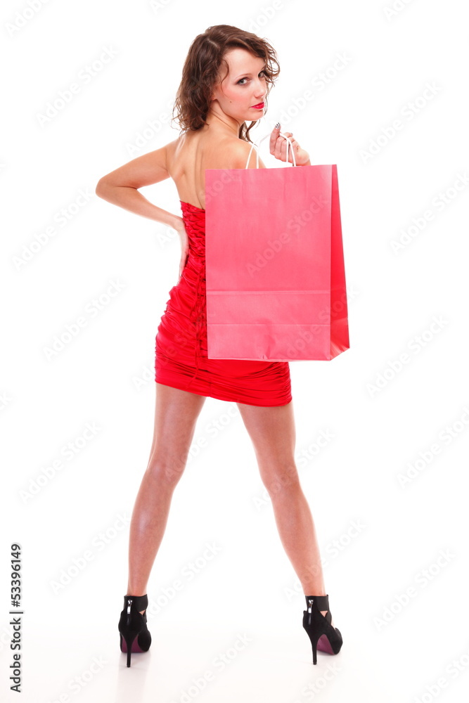 young elegant woman with shopping bag young elegant woman with shopping bag