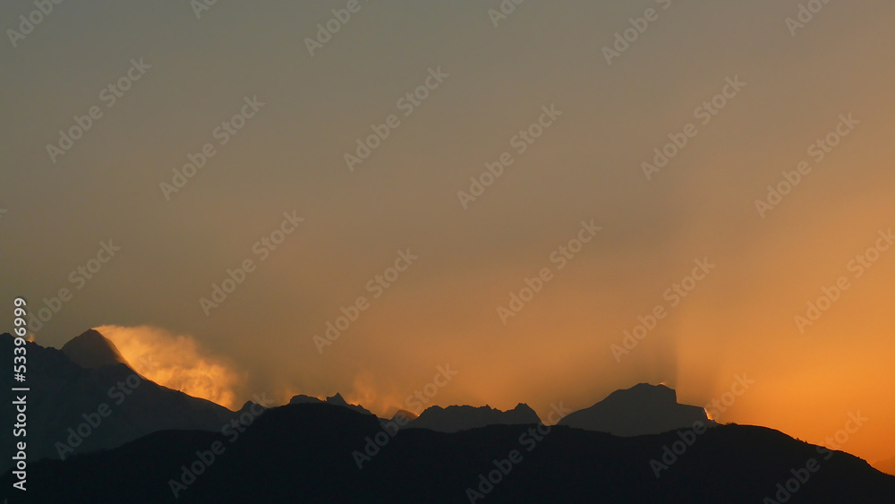 Early morning in the Himalayas Nepal Poon Hill - view of the Ann Early morning in the Himalayas Nepal Poon Hill - view of the Ann