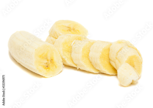 banana slices on white background