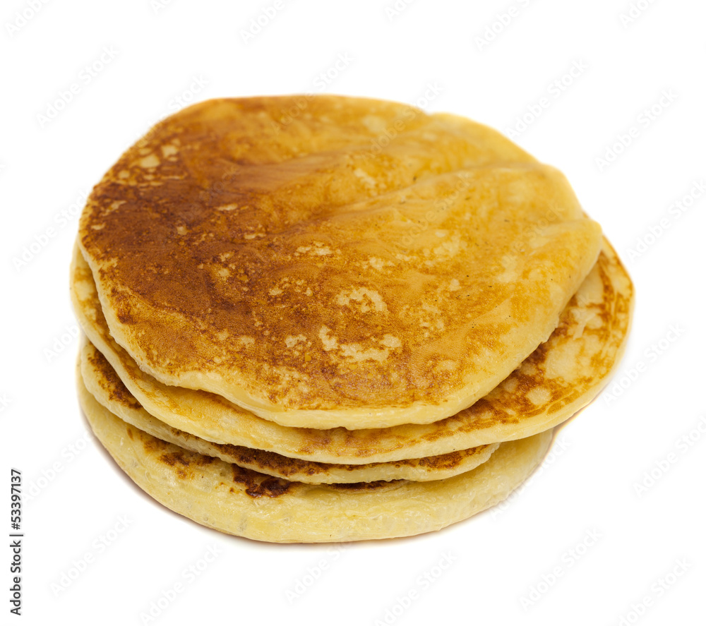 sweet pancakes over white background