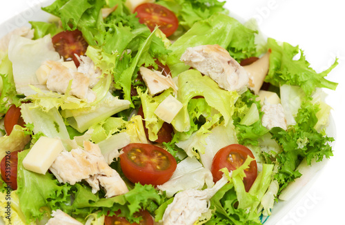 chicken salad on white background