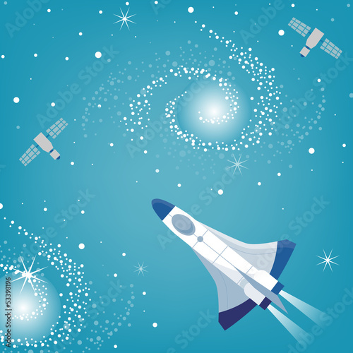 spaceship flying through the universe