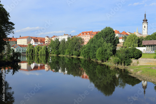 The medieval Town Pisek above River Otava  Czech Republic