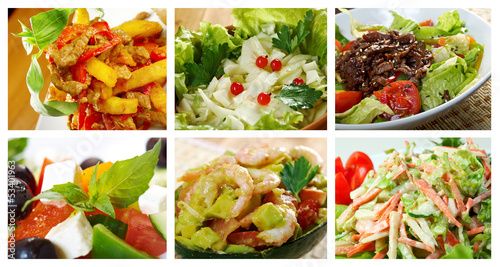set of different Healthy Salad