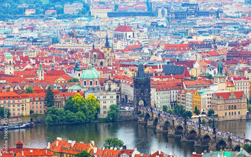 View of the historical districts of Prague