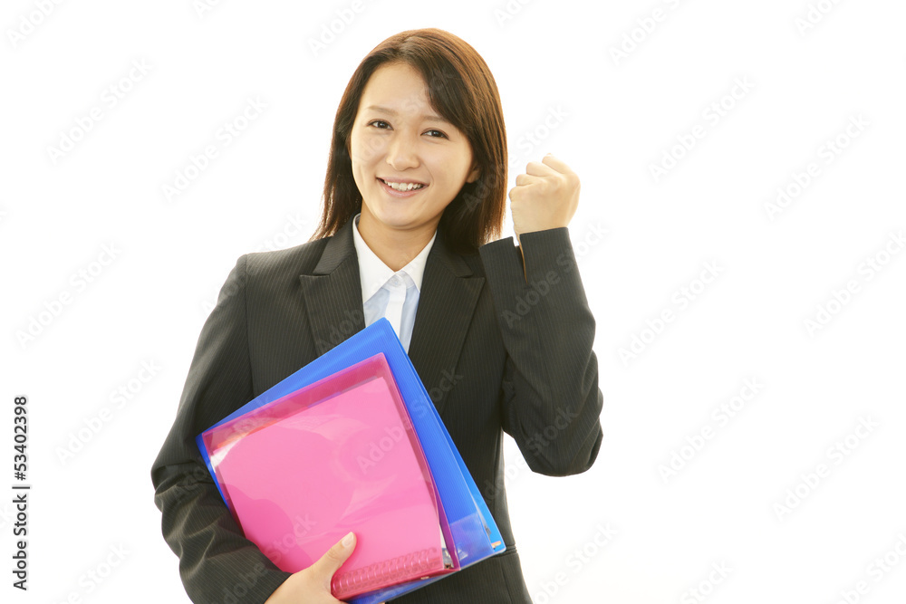 ガッツポーズのOL