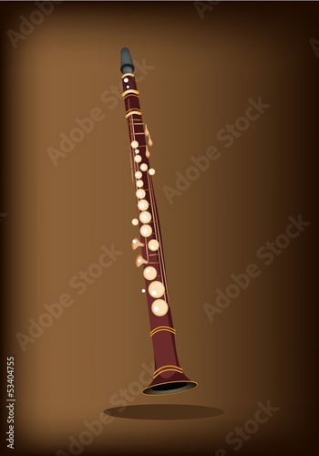 A Musical Clarinet on Dark Brown Background