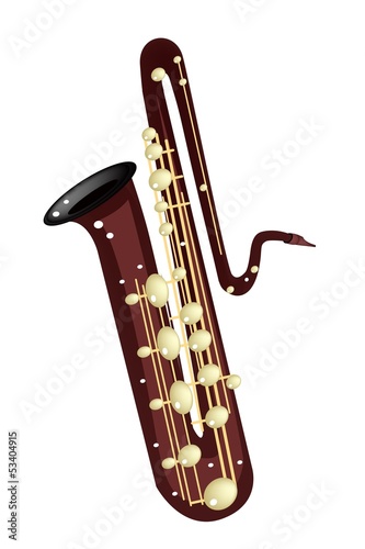 A Musical Bass Saxophone Isolated on White Background