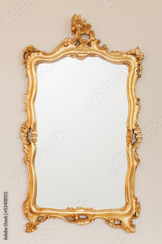 Obraz na plátně Golden mirror frame