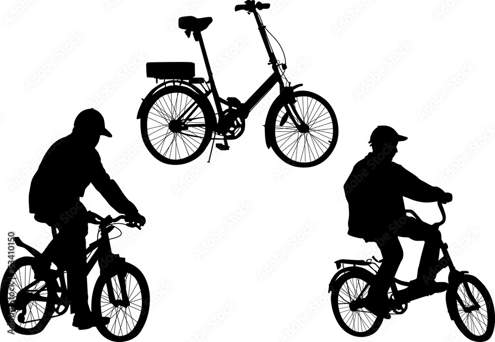 Fototapeta premium two bicyclists and bicycle