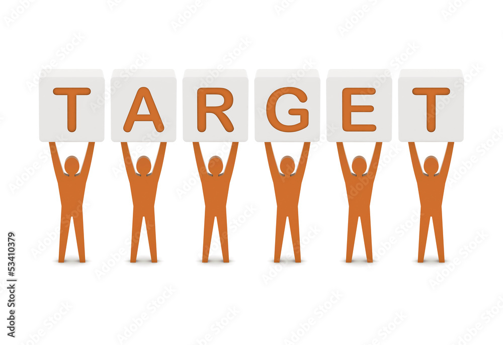 Men holding the word target. Concept 3D illustration. Men holding the word target. Concept 3D illustration.