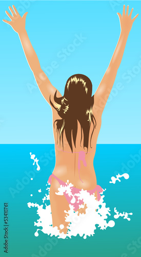 Fille de dos bikini mer