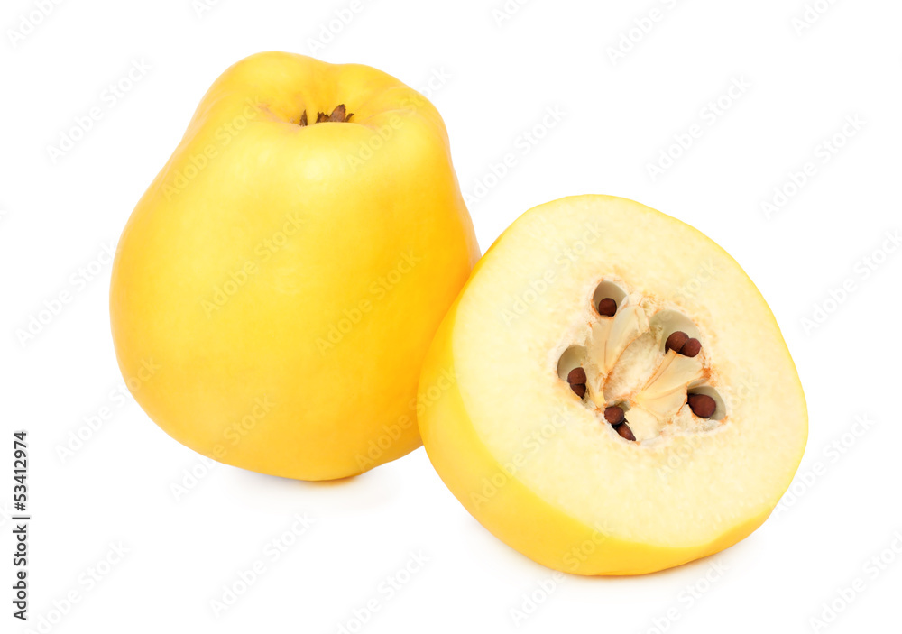 One whole and a half quince (isolated) One whole and a half quince (isolated)