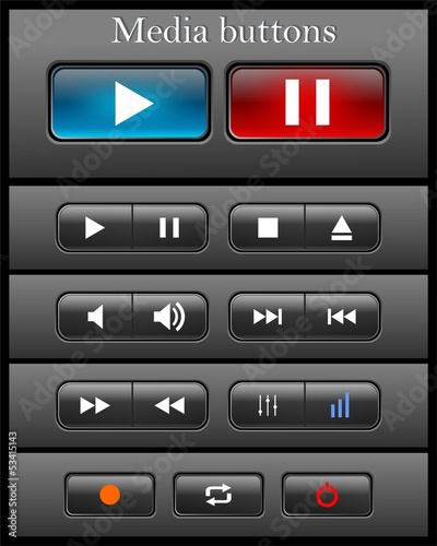 Black media buttons