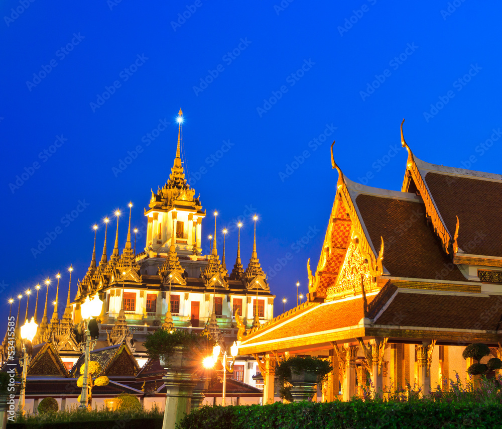 Fototapeta premium Loha Prasat:Metal Palace at Wat Ratchanaddaram in Thailand 