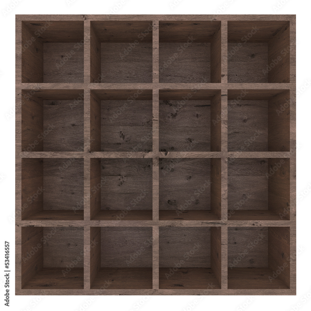 Holzregal isoliert - Eiche Alt Holzregal isoliert - Eiche Alt