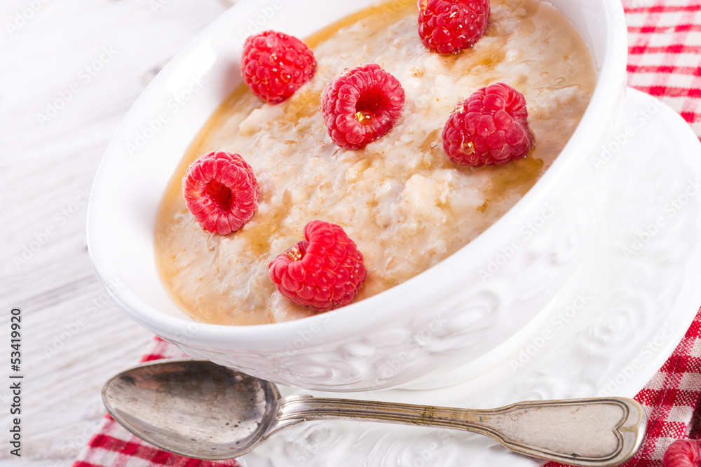 Oatmeal with fresh raspberry Oatmeal with fresh raspberry