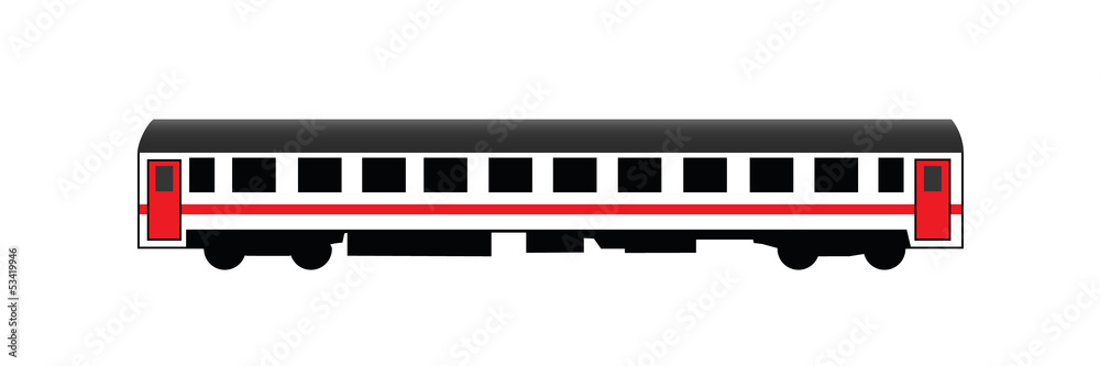 White rail car with red door and stripe White rail car with red door and stripe