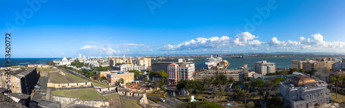 Panorama of Old town viewed from Castillo San Cristobal in Old S