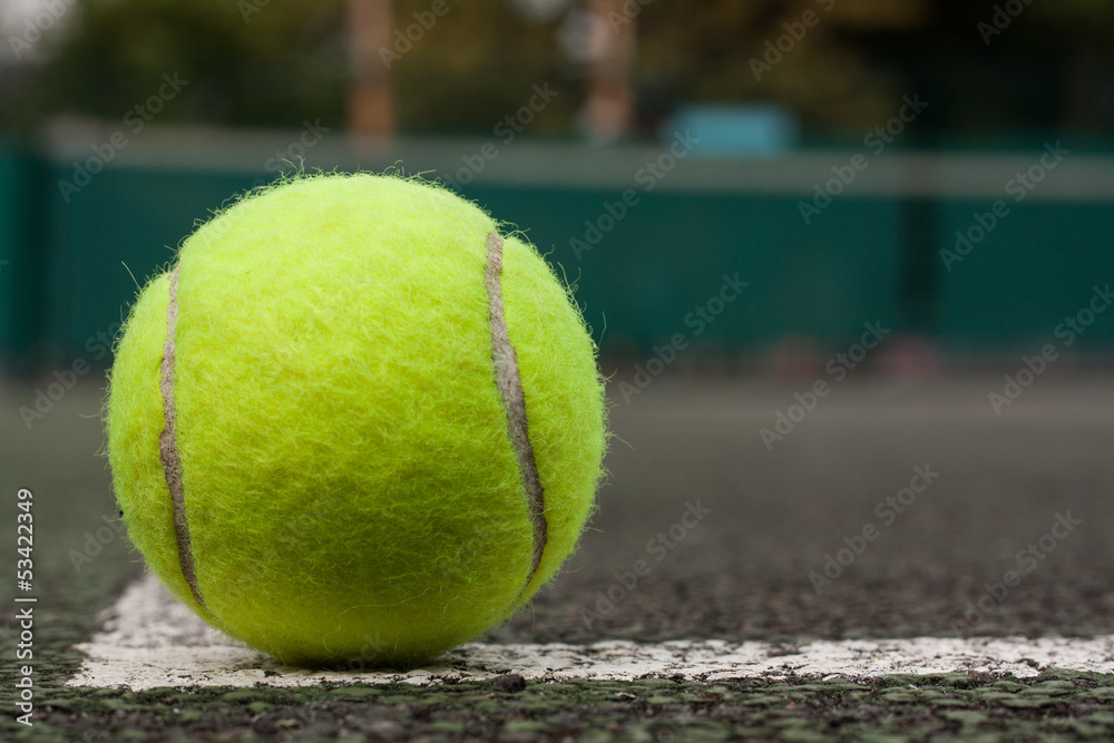 Tennis ball on a tennis  court