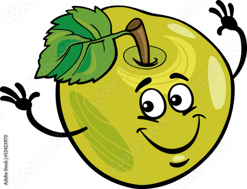funny apple fruit cartoon illustration