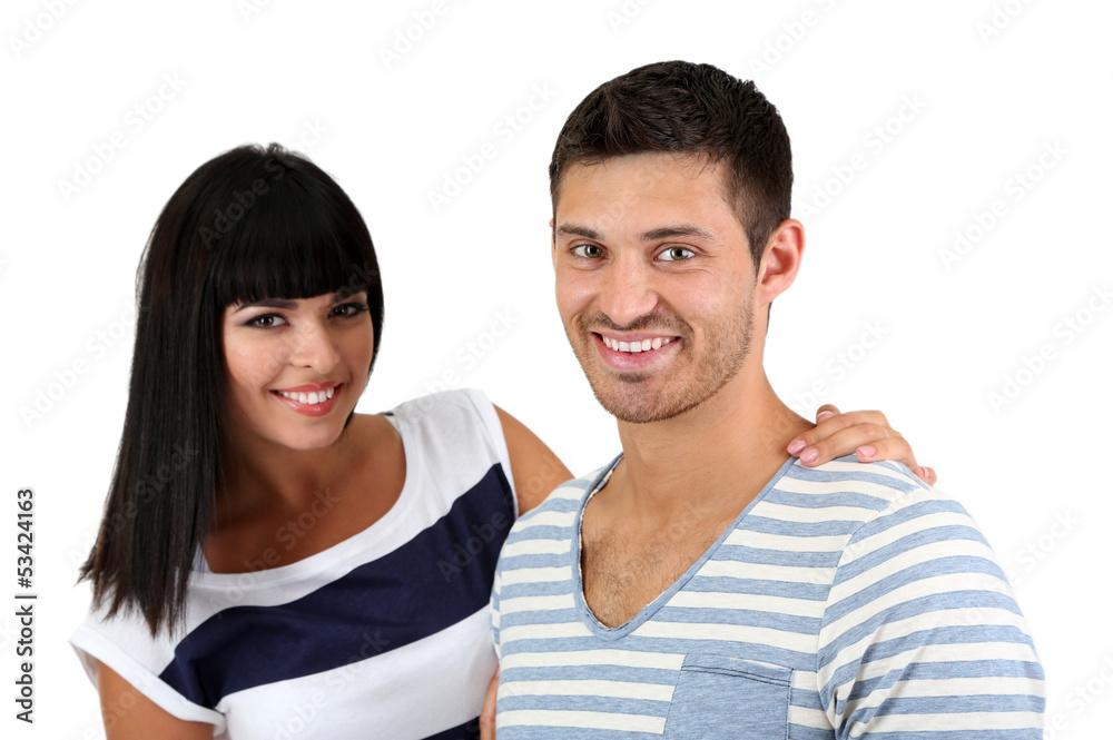 Beautiful loving couple together isolated on white Beautiful loving couple together isolated on white