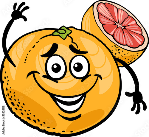 red grapefruit fruit cartoon illustration