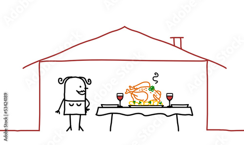woman & cooked chicken