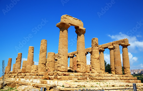 Colonnade of Hera (Juno) temple in Agrigento. Sicily, Italy