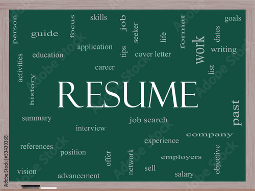 Wallpaper Mural Resume Word Cloud Concept on a Blackboard Torontodigital.ca