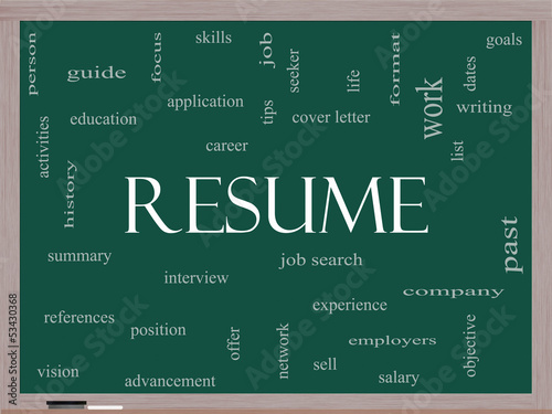 Resume Word Cloud Concept on a Blackboard