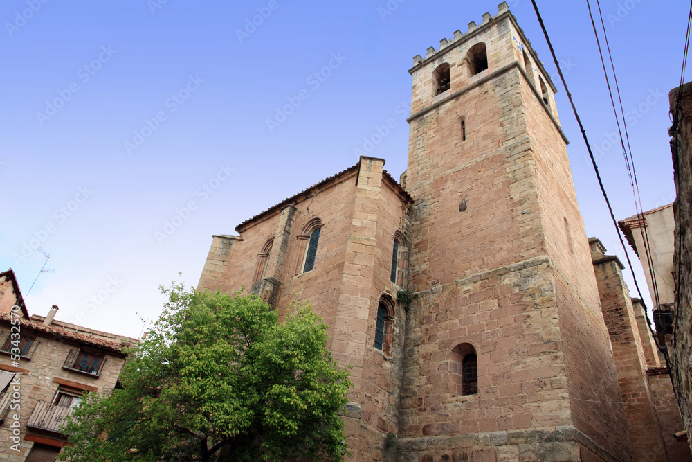 Gothic church Mora de Rubielos village Teruel Spain