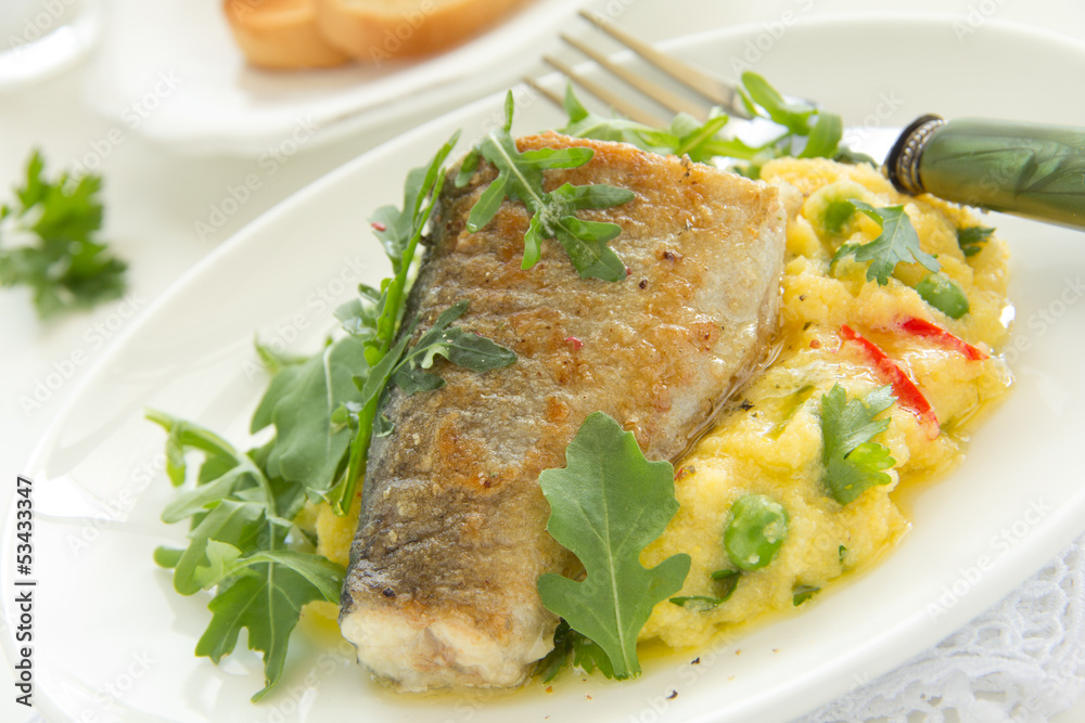 Grilled trout with couscous and vegetables. Grilled trout with couscous and vegetables.