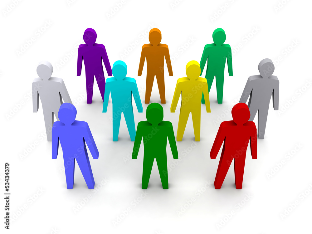 Group of different people. Concept 3D illustration Group of different people. Concept 3D illustration