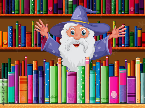 A wizard inside the library