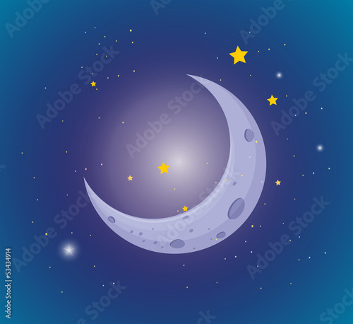 Moon and stars in the sky