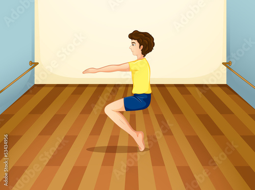 A boy balancing his body